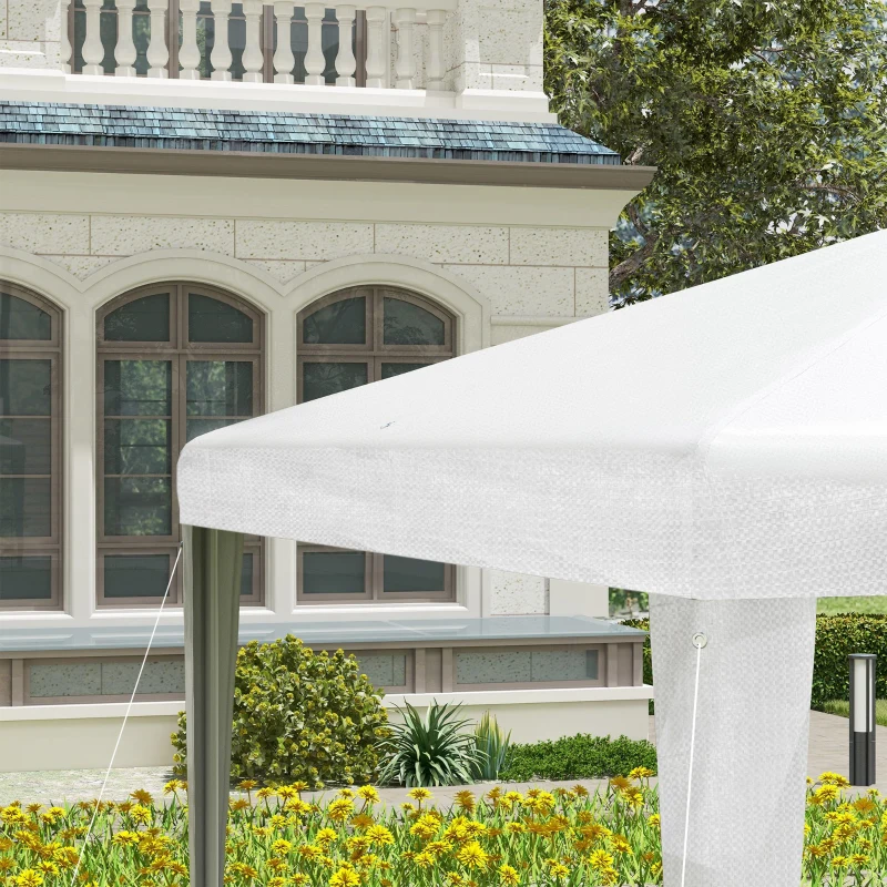 Outsunny Tenda de Jardim Desmontável Tenda para Exteriores com 4 Orifícios de Drenagem e Tubo de Aço 293x293x252 cm Branco