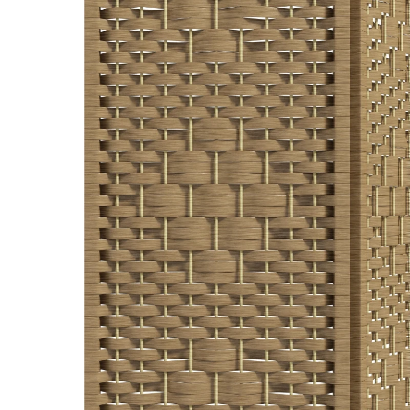 HOMCOM Biombo de 4 Painéis Dobrável Separador de Ambientes de Corda de Papel e Estrutura de Madeira 60x170 cm Natural