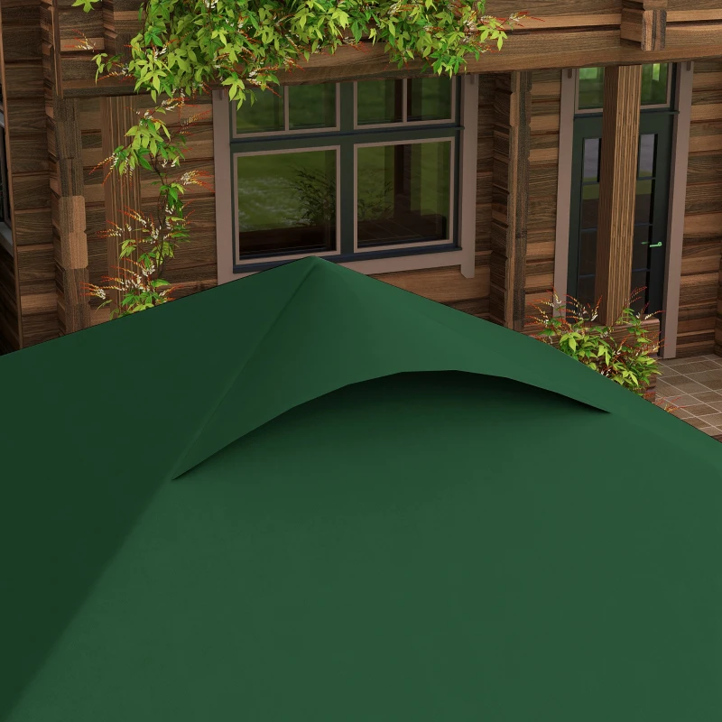 Outsunny Tenda Dobrável 2,5x2,5x2,68cm Tenda de Jardim com Proteção UV 50+ Altura Ajustável com 4 Sacos de Areia Verde Escuro
