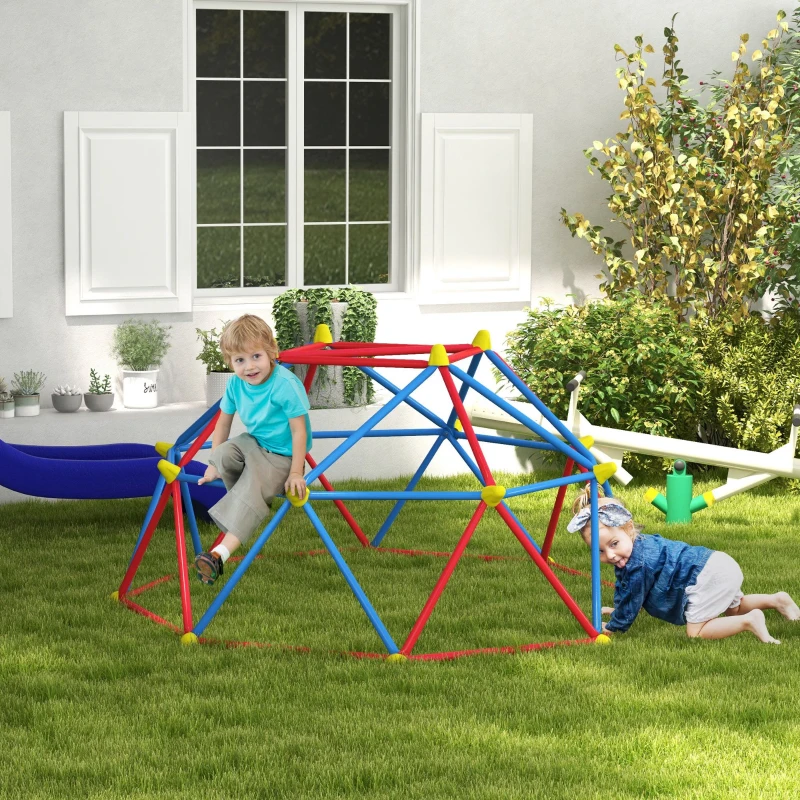 Outsunny 6 FT Toddler Outdoor Climbing Frame, with Rust and UV-Resistant Steel, for 1-4 Kids Ages 3-8 Years - Multicoloured