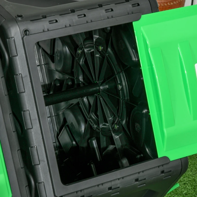 Outsunny Dual Chamber Garden Compost Bin, 130L Rotating Composter, Compost Maker with Ventilation Openings and Steel Legs, Green and Black