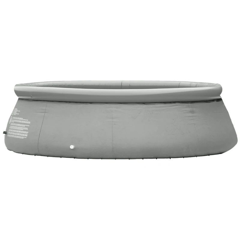 Outsunny 274cm x 76cm Inflatable Swimming Pool Family-Sized Blow Up Pool Round Paddling Pool with Hand Pump for Adults, Outdoor, Garden and Backyard, Grey