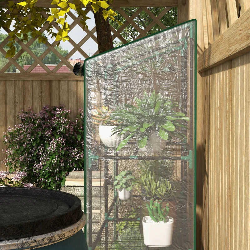 Outsunny Estufa de Jardim de 3 Níveis Estufa de Terraço para Cultivo de Plantas em Pátio 143x46x141/151 cm Transparente