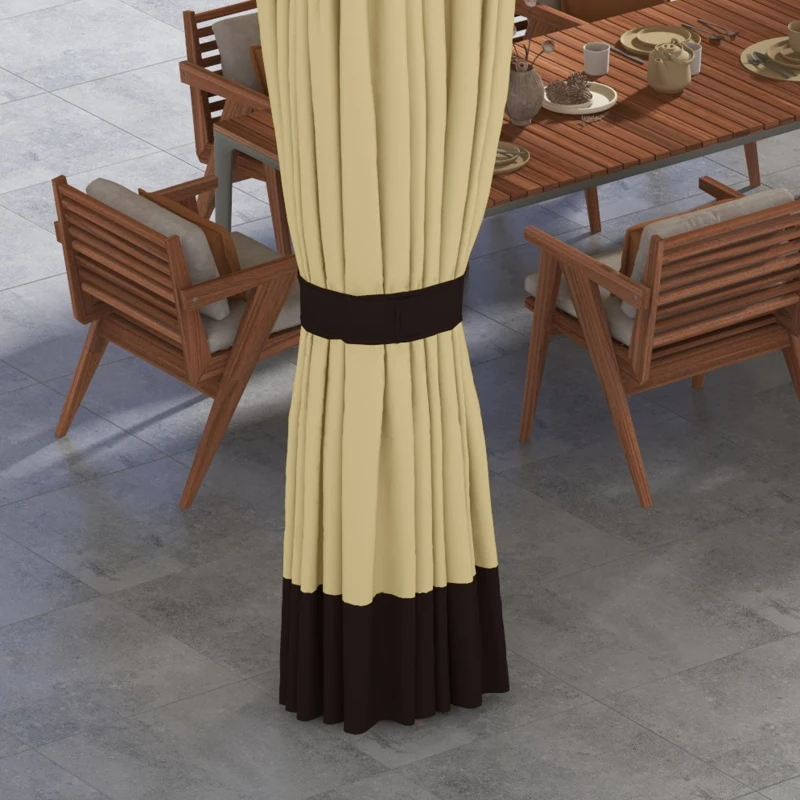 Outsunny Cenador de Jardín 370x300x275 cm con 4 Cortinas Laterales 4 Mosquiteras Doble Techo Impermeable y Anti-UV Beige