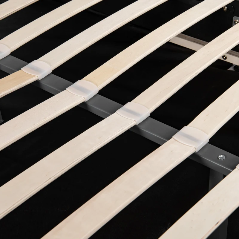 Polsterbett mit höhenverstellbarem Kopfteil und Lattenrost, ohne Matratze, 180×200 cm, Grau