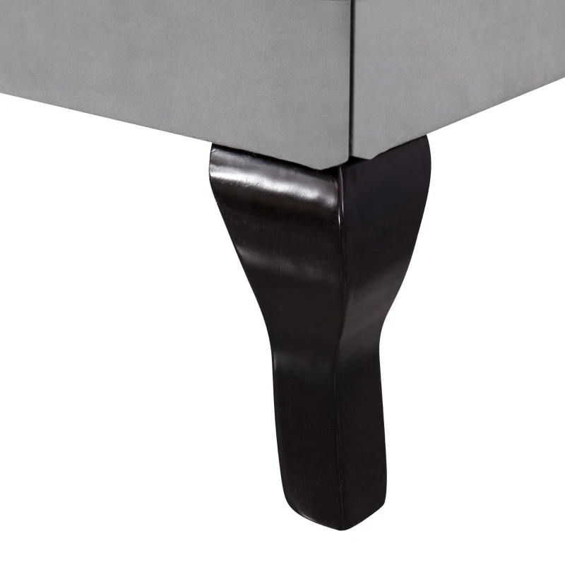 Cama tapizada con cabecero ajustable en altura y somier, sin colchón, 90×200 cm, Gris