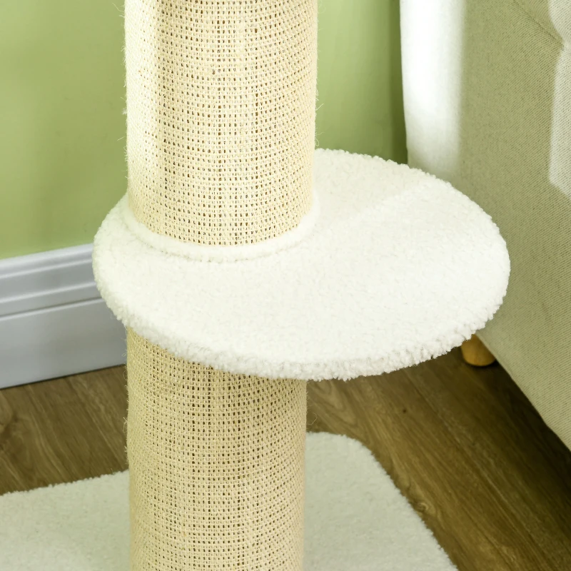 PawHut Arranhador para Gatos Altura 91 cm de 3 Níveis com Ninho Plataforma e Poste de Sisal 45x45x91 cm Creme