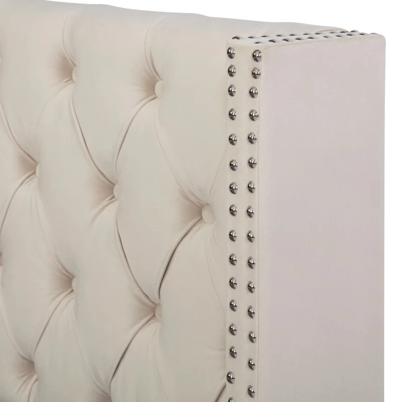 Cama tapizada con cajón hidráulico y somier, sin colchón, 140×200 cm, Beige