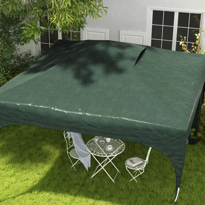 Outsunny Tenda Dobrável com Altura Ajustável 1 Parede Lateral Teto com Ventilação 4 Sacos de Areia e Bolsa de Transporte 3x3 m Verde
