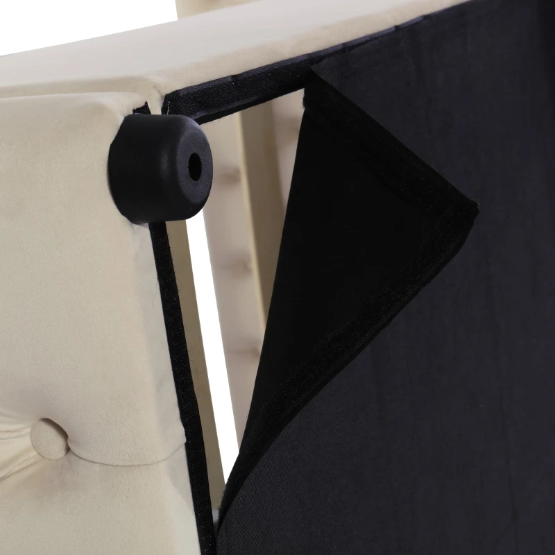 Polsterbett mit hydraulischem Bettkasten und Nietenreihe, ohne Matratze, 160×200 cm, Beige