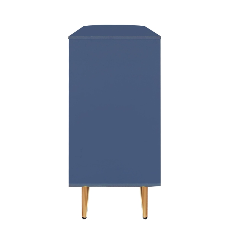 Credenza portaoggetti autoportante con Ante in Vetro e Luci LED, 130×40×80 cm, Blu