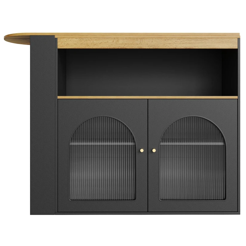 Moderno tavolo da bar allungabile, con spazio di stoccaggio, Rotabile, 138-193×39×105 cm, Nero