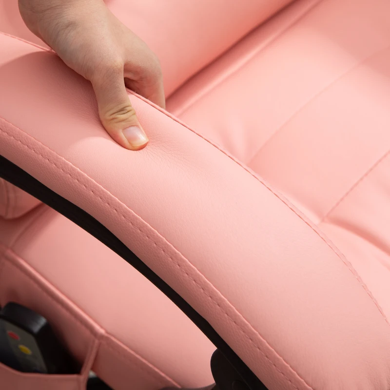 Vinsetto Cadeira de Massagem com 7 Pontos de Massagem Reclinável com Apoio para os Pés e Controlo Remoto 67x67x111-121 cm Rosa