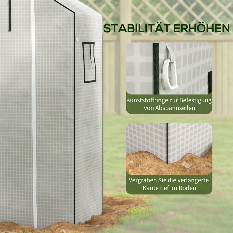 Outsunny Vervangfolie voor Kas, Vervangingshoes met UV-Bescherming, Roldeur, Zijramen, 140 x 73 x 190 cm, Wit