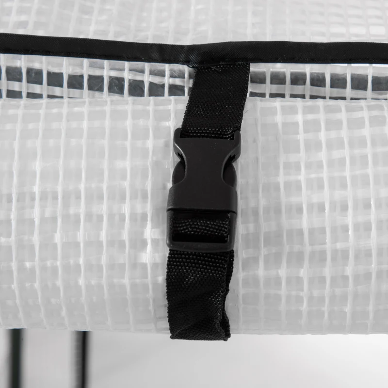 Outsunny Invernadero de Jardín Vivero Casero con Puerta Enrollable Cubierta de PE y Marco de Metal para Cultivos Plantas Tomates Terraza Patio 100x80x150 cm Transparente Blanco