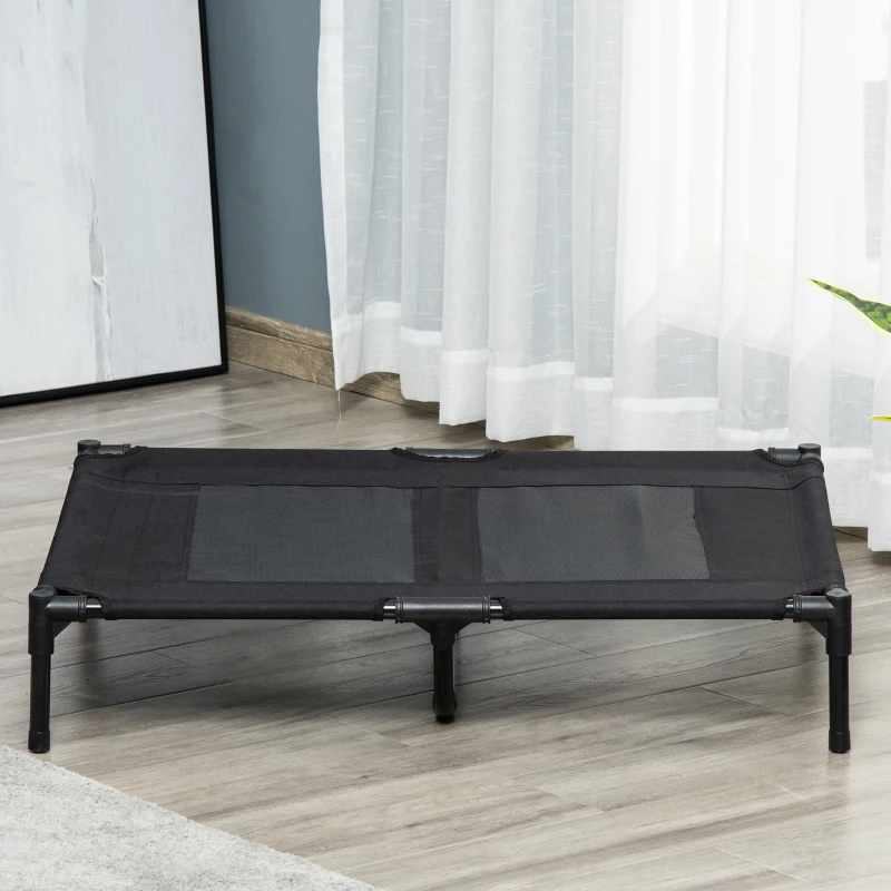 PawHut Cama Elevada para Cães Cama de Animais de Estimação com Malha Transpirável e Tecido Oxford para Exterior 92x76x18 cm Preto