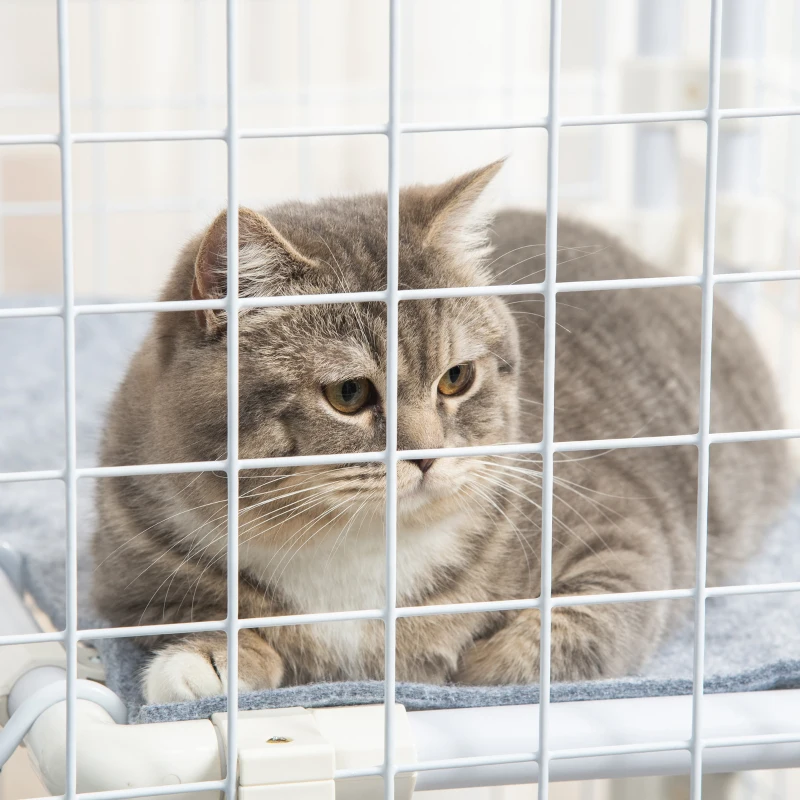 PawHut Recinto Metálico para Animais de Estimação com 16 Painéis de 68x68x2,5cm  Trava e Escada para Cobaias Desenho DIY Branco