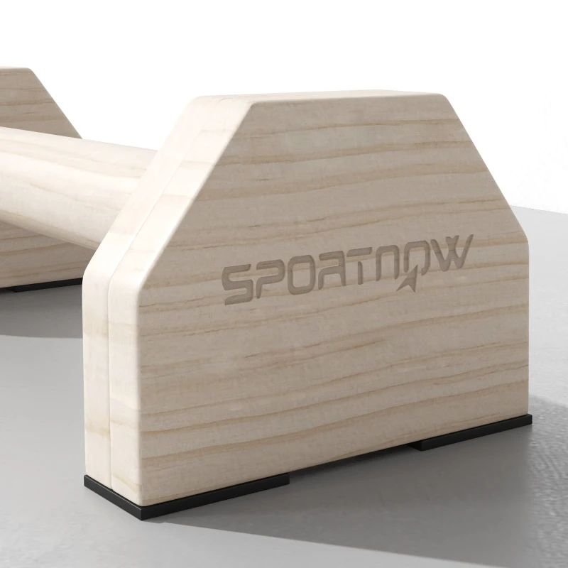 SPORTNOW Barras Paralelas de Madeira para Calistenia Barras Paralelas com Tapete Antideslizante para Ginásio Casa 30x13x10 cm Natural
