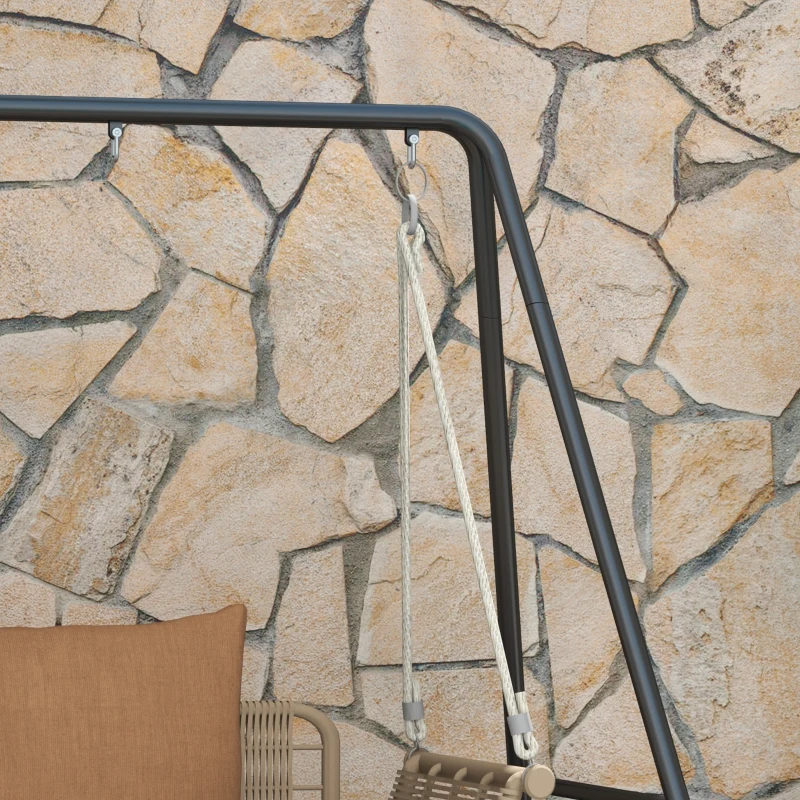 Outsunny Suporte para Cadeira Suspensa 130 cm Suporte para Baloiço com Estrutura em Aço Capacidade 150 kg para Pátio Jardim Preto