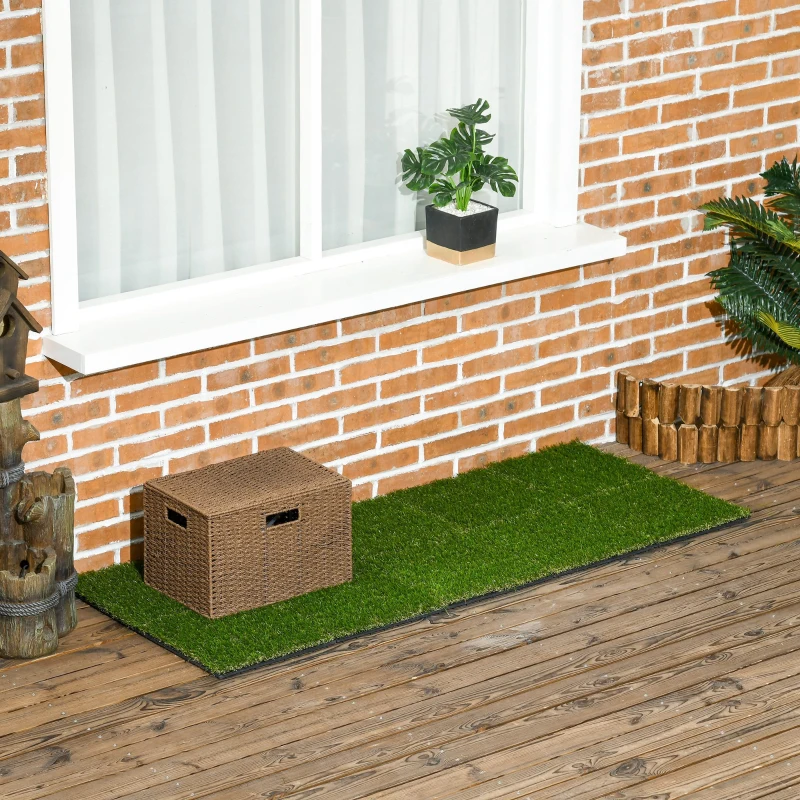 Outsunny Dale pentru Gradina cu Iarba Sintetica 30x30cm 10 Bucati, Gazon Artificial Realist, Verde