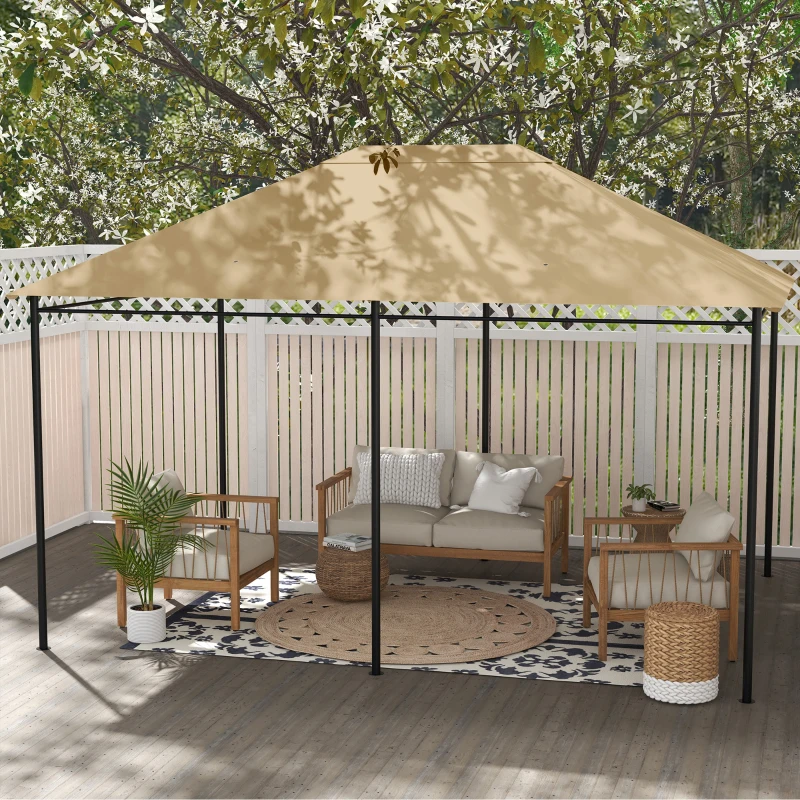 Outsunny 3 x 4m Gazebo Canopy Replacement Cover, Gazebo Roof Replacement (TOP COVER ONLY), Khaki