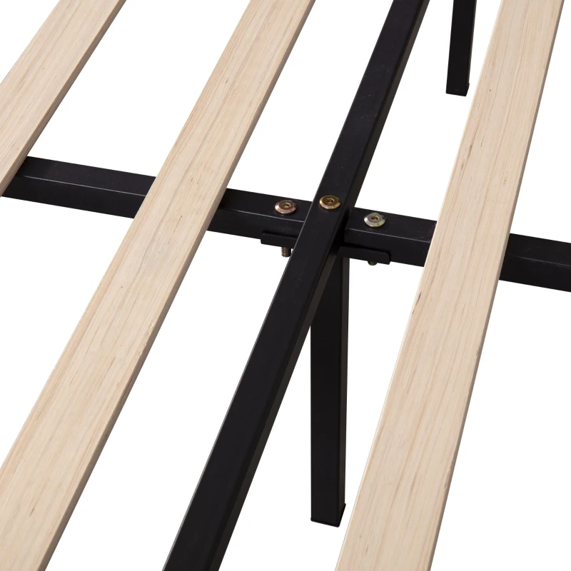 Cama tapizada con cabecero ajustable en altura y somier, sin colchón, 140×200 cm, Gris