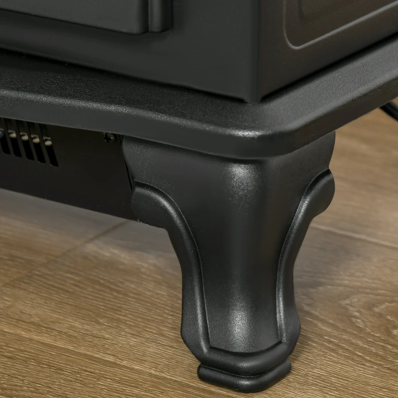 HOMCOM Electric Fireplace Stove Heater with LED Fire Flame Effect, Double Door, Freestanding & Portable with Overheat Protection, 1000W/2000W, Black