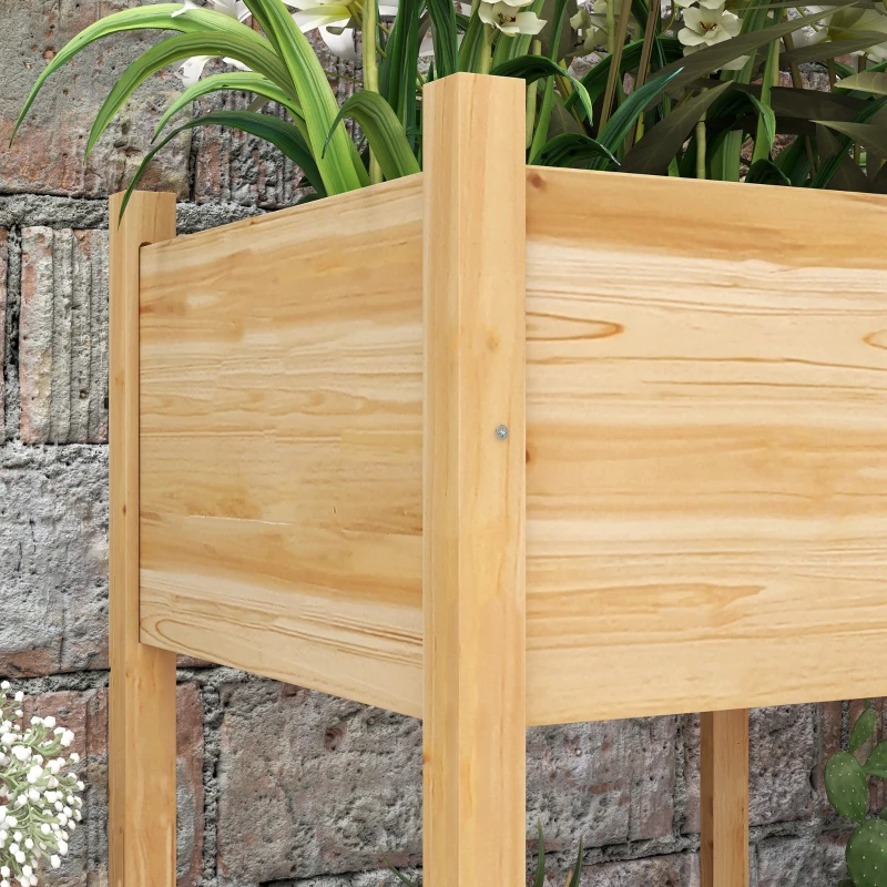 Outsunny Mesa de Cultivo de Madeira Horta Elevada 115x55x80 cm com Tecido não Tecido para Cultivo de Plantas Verduras Flores Madeira