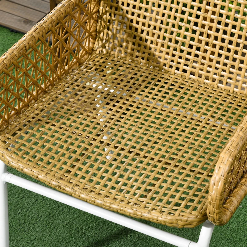 Outsunny Conjunto de Mesa e Cadeiras para Exterior Inclui 2 Cadeiras e 1 Mesa de Centro de Vime com Almofadas para Terraço Natural