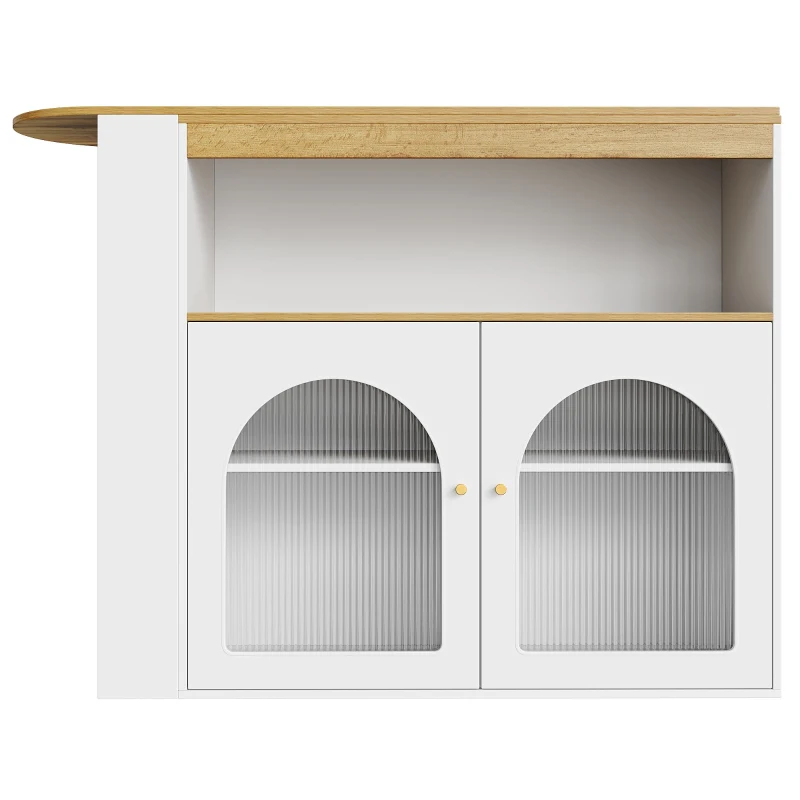 Moderno tavolo da bar allungabile,con spazio di stoccaggio, Rotabile, 138-193×39×105 cm, Bianco