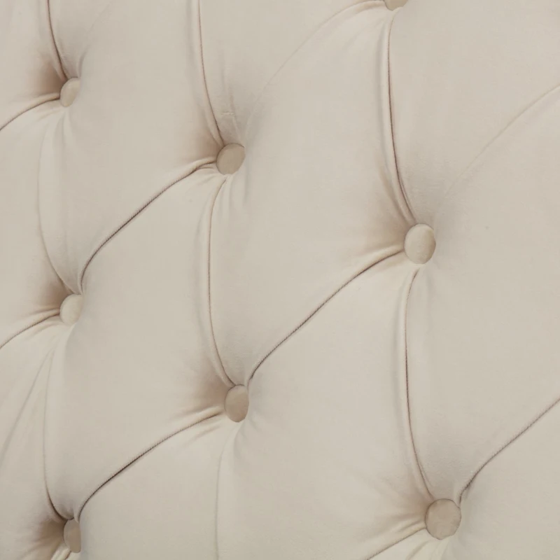 Cama tapizada con cajón hidráulico y fila de tachuelas, sin colchón, 160×200 cm, Beige