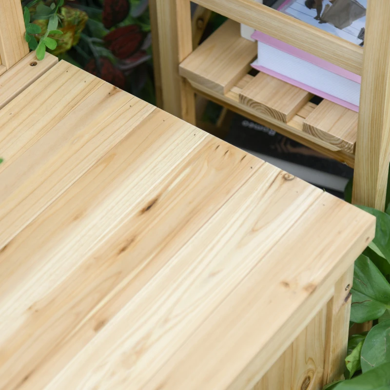 Outsunny Banco de Jardim de Madeira com Baú de Armazenamento e Encosto Carga 250 kg para Pátio Terraço Varanda 115x45x75 cm Natural