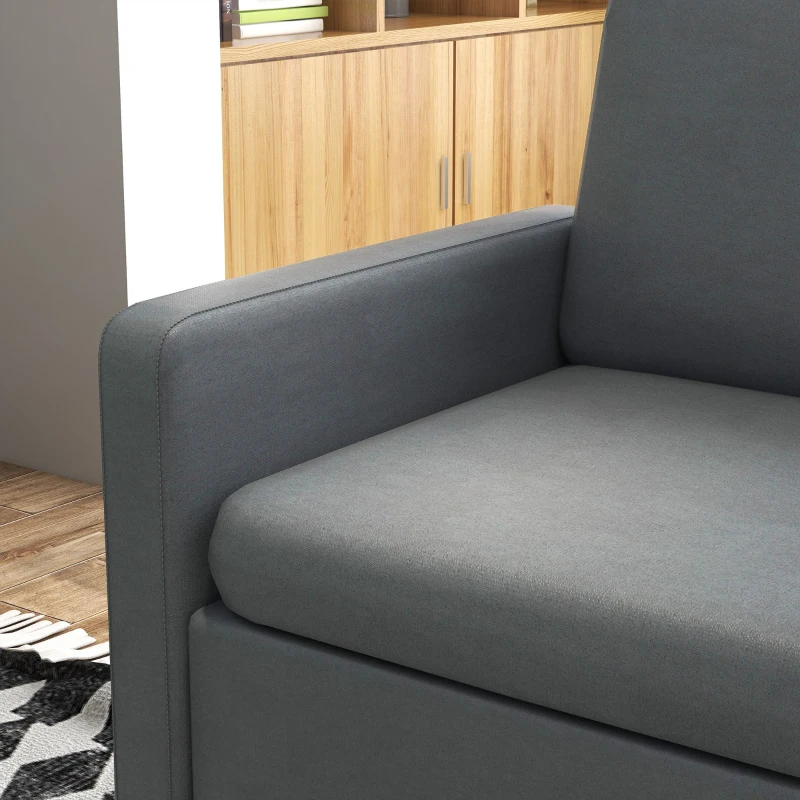 HOMCOM Poltrona Sala de Estar Poltrona Relax com 2 Bolsos Laterais Apoio para os Braços Pés de Madeira 73x79x87 cm Cinza