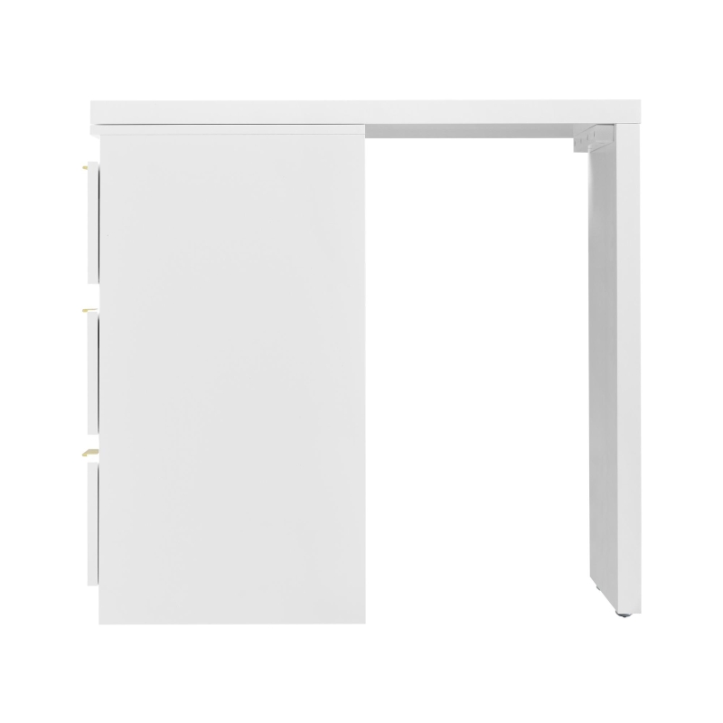 Vanity Table with 6 Storage Drawers, Rotating Top, Gold Handles, Dressing Table with Shock-Resistant Corners, 136.5L x 40W x 73H cm, White