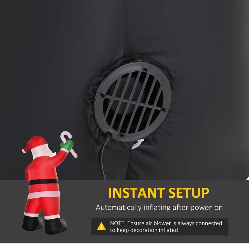 Nadmuchiwany Święty Mikołaj z laską cukrową 243 cm Santa Claus prezent LED