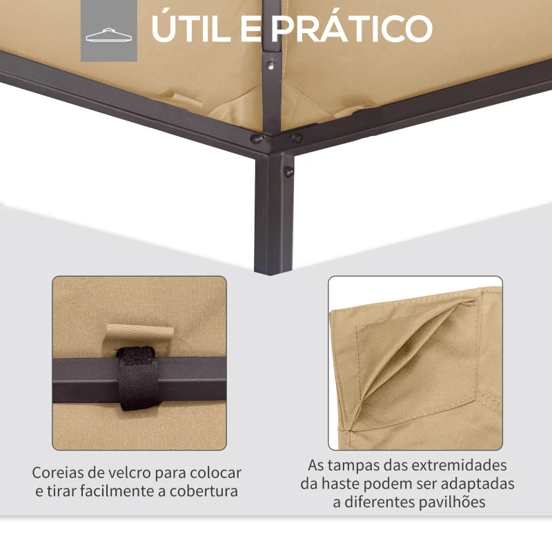 Outsunny Toldo de Substituição de 3x3m para Pérgola de Jardim com 8 Orifícios de Drenagem e Ventilação Bege