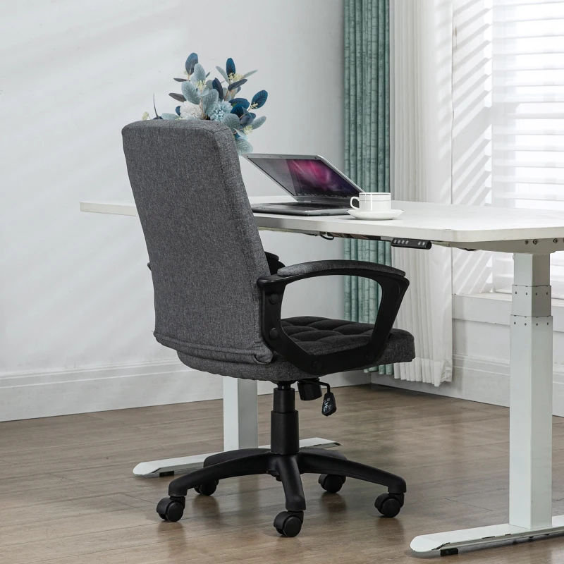 Vinsetto Cadeira de Escritório Giratória com Altura Ajustável e Apoio para os Braços Estilo Moderno 59x63x96-105,5 cm Cinza