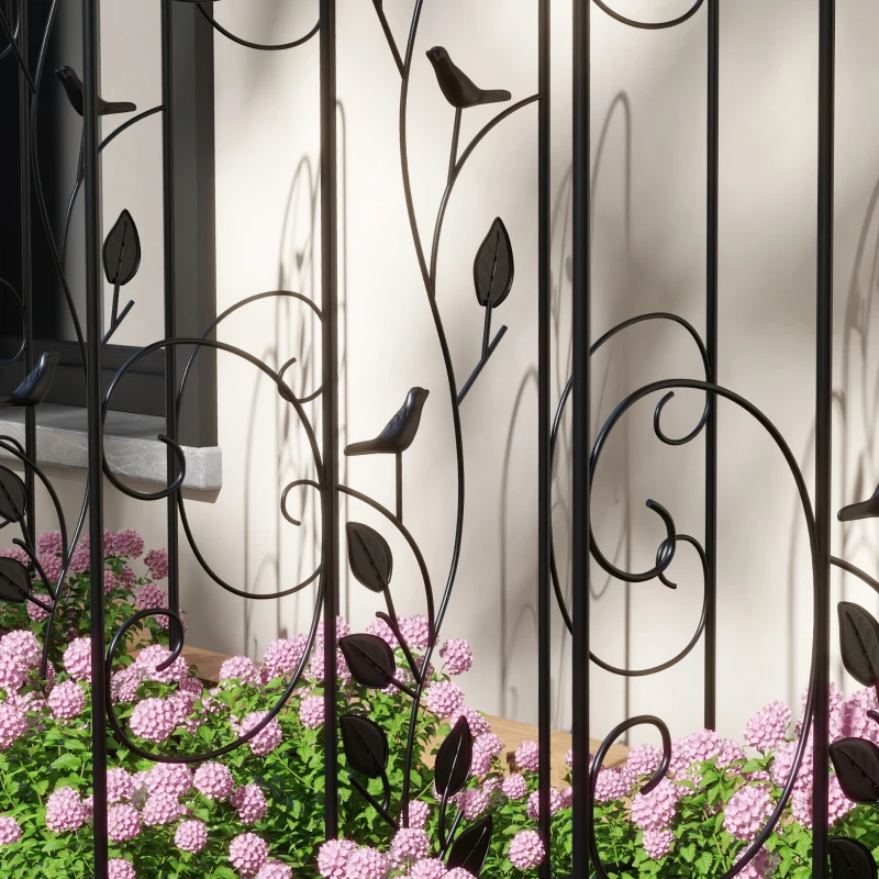Outsunny Conjunto de 4 Treliças de Jardim Suportes para Trepadeiras de Aço para Plantas e Decoração Pátio Terraço 40x106 cm Preto