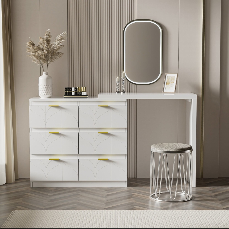 slim fit dress slacks Richmond Ridged Dressing Table, Matte White