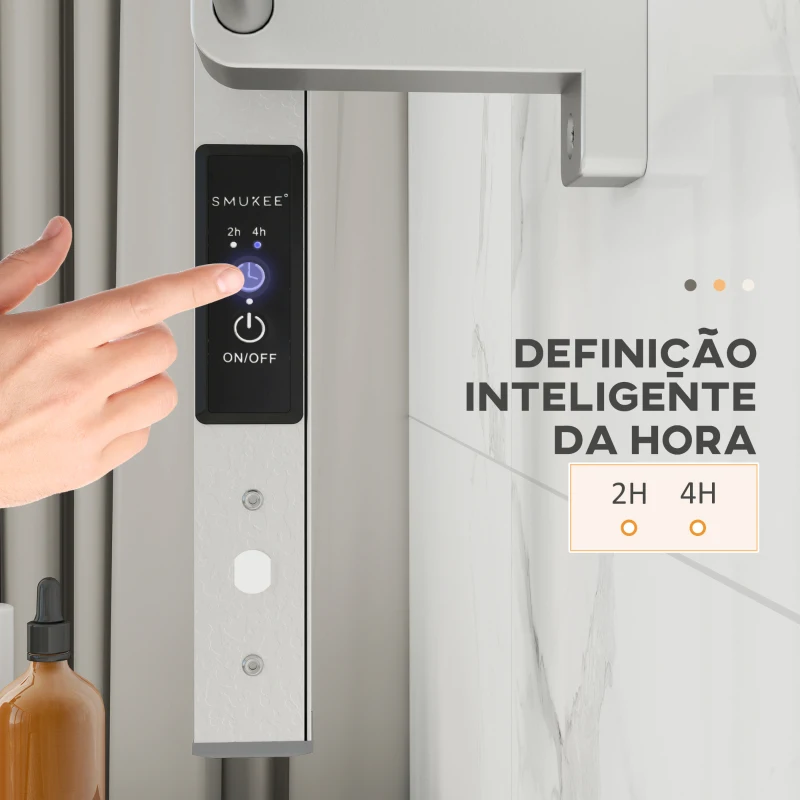 HOMCOM Toalheiro Elétrico de Parede ou Solo 150 W com Função de Temporizador e 8 Barras para Casa de Banho 53x35x90 cm Prata