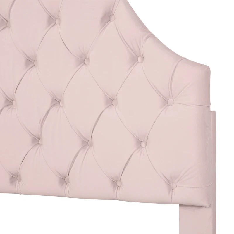 Letto imbottito con testiera regolabile in altezza e rete a doghe, senza materasso, 90×200 cm, Rosa