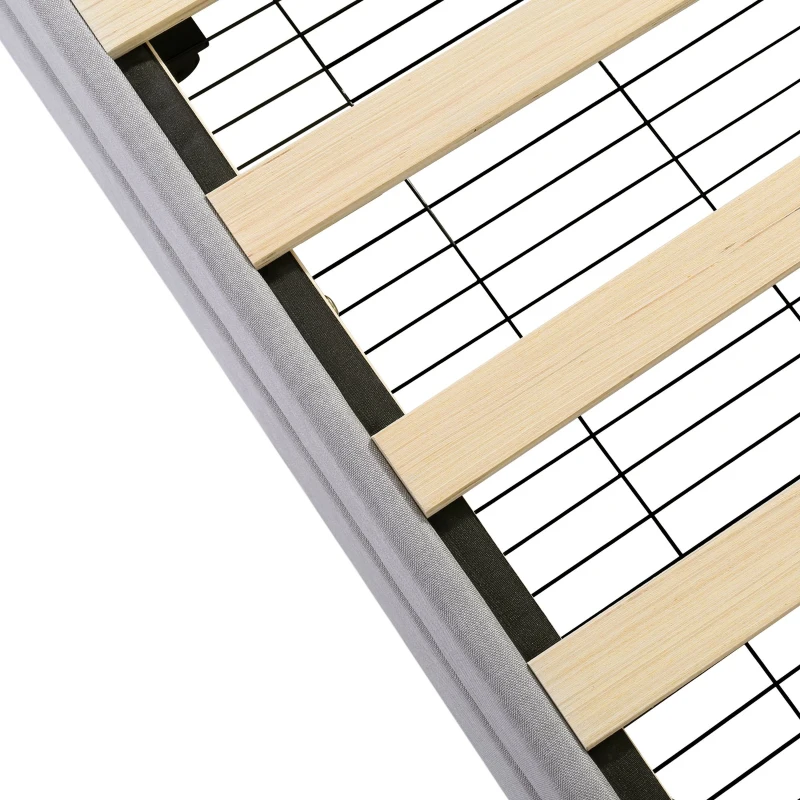 Polsterbett mit hydraulischem Bettkasten und drei Schubladen, Lattenrost mit Kopfteil, ohne Matratze, 180×200 cm, Hellgrau