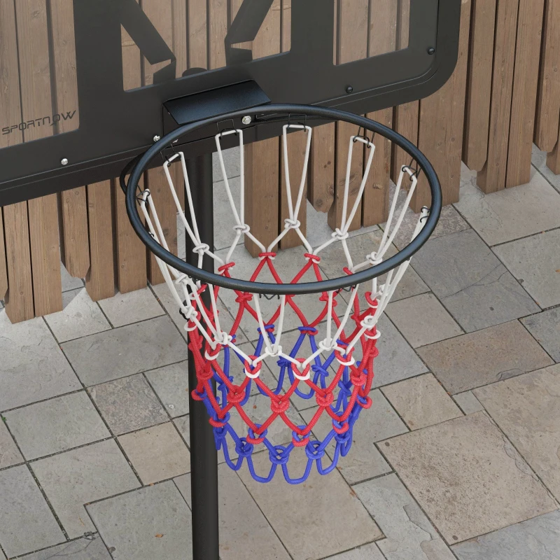 SPORTNOW Cerc de Baschet Reglabil pe Înălțime cu Bază și Plasă Completabile, Cerc de Baschet din Oțel și PE, 81x70x277 cm, Negru