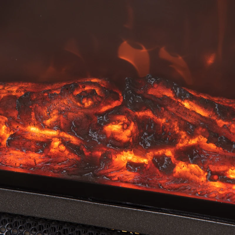 HOMCOM Freestanding Electric Fireplace Indoor Space Table Top Heater with Realistic Flame Effect, Rotatable Head, Overheating Protection, 1500W, Black