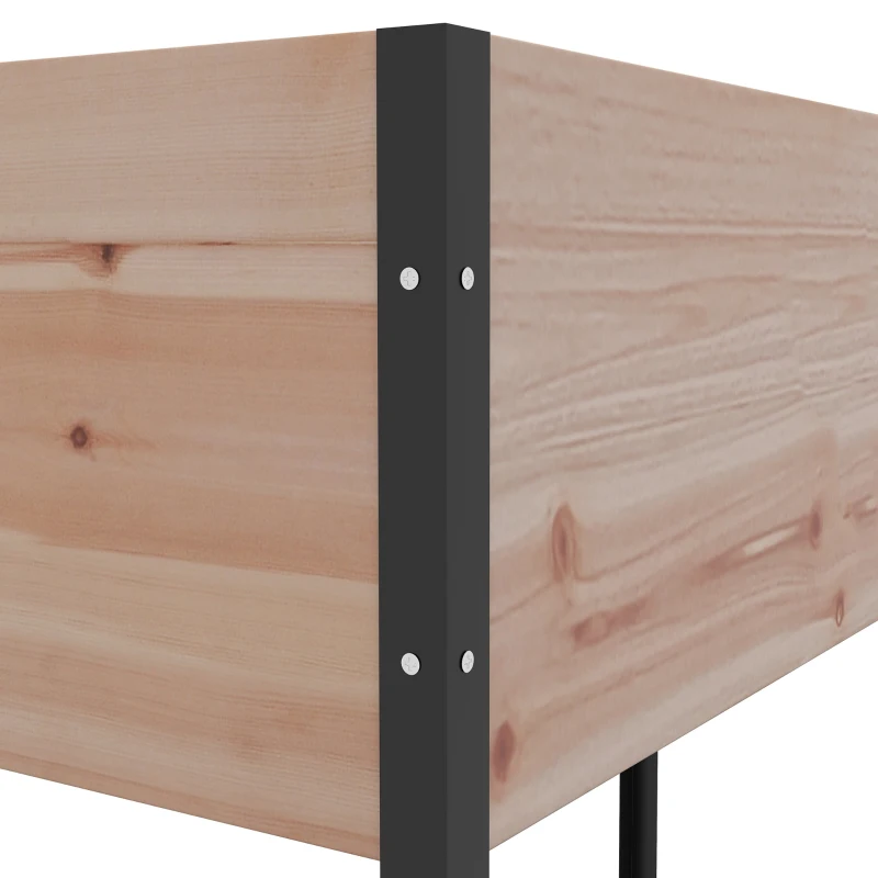 Outsunny Horta Elevada com Rodas 99x42x81 cm Horta Urbana Elevada Mesa de Cultivo com Tecido Não Tecido para Cultivo Madeira