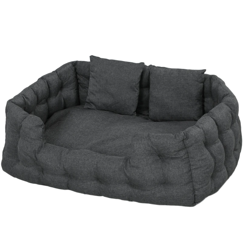 PawHut Cama para Cães Grandes Cama para Animais de Estimação com 2 Almofadas Cama para Cães com Base Antiderrapante 110x70x35 cm Cinza