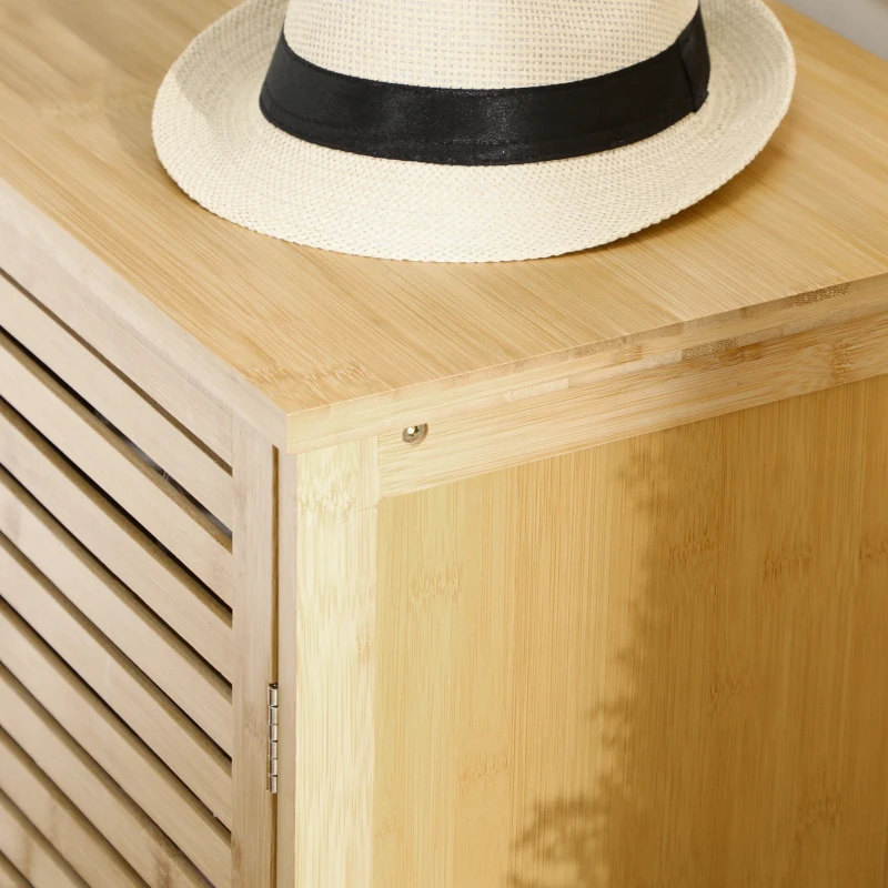 HOMCOM Sapateira de Entrada com 3 Portas de Persiana Prateleiras Ajustáveis para 16 Pares de Sapatos 100x35x80 cm Natural