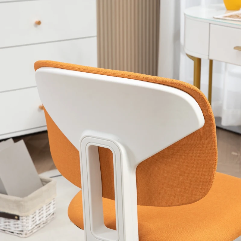 Vinsetto Cadeira de Escritório sem Braços Giratória Estofada em Tecido com Altura Ajustável Estilo Moderno 48x53x80-90 cm Laranja
