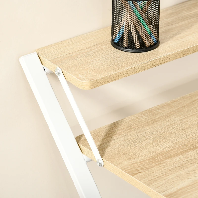 HOMCOM Secretária Dobrável Mesa de Estúdio com Prateleira Superior Estilo Moderno 81,5x70x84 cm Madeira e Branco