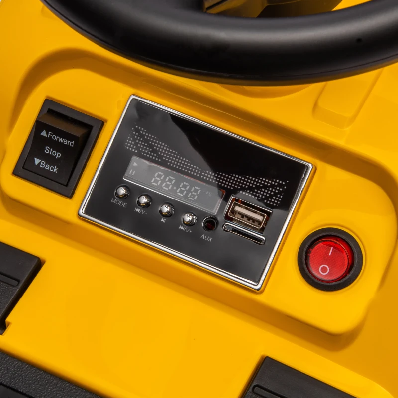 HOMCOM Escavadora Elétrica para Crianças Veículo Infantil 3 em 1 com Bateria 6V Pá e Rolo Compressor 100x43x48,5 cm Preto e Amarelo